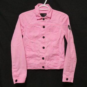 HURLEY | xs extra small | Classic Pink Denim Jacket with Black Buttons | GUC